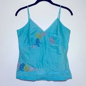 Hale Bob y2k Cami Tank Lace Beading Floral